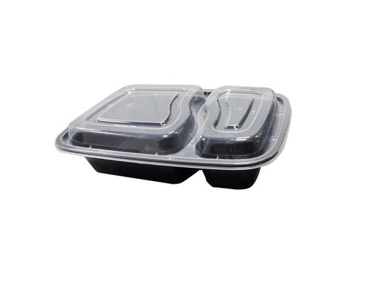 28oz PLASTIC FOOD CONTAINER WITH LID (2 COMPARTMENT)