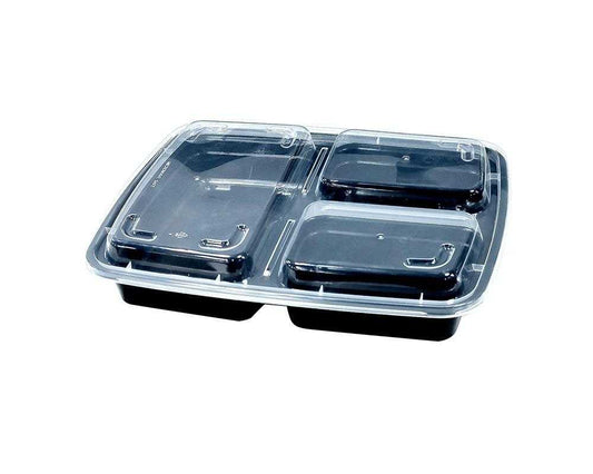 39oz PLASTIC FOOD CONTAINER WITH LID (3 COMPARTMENT)